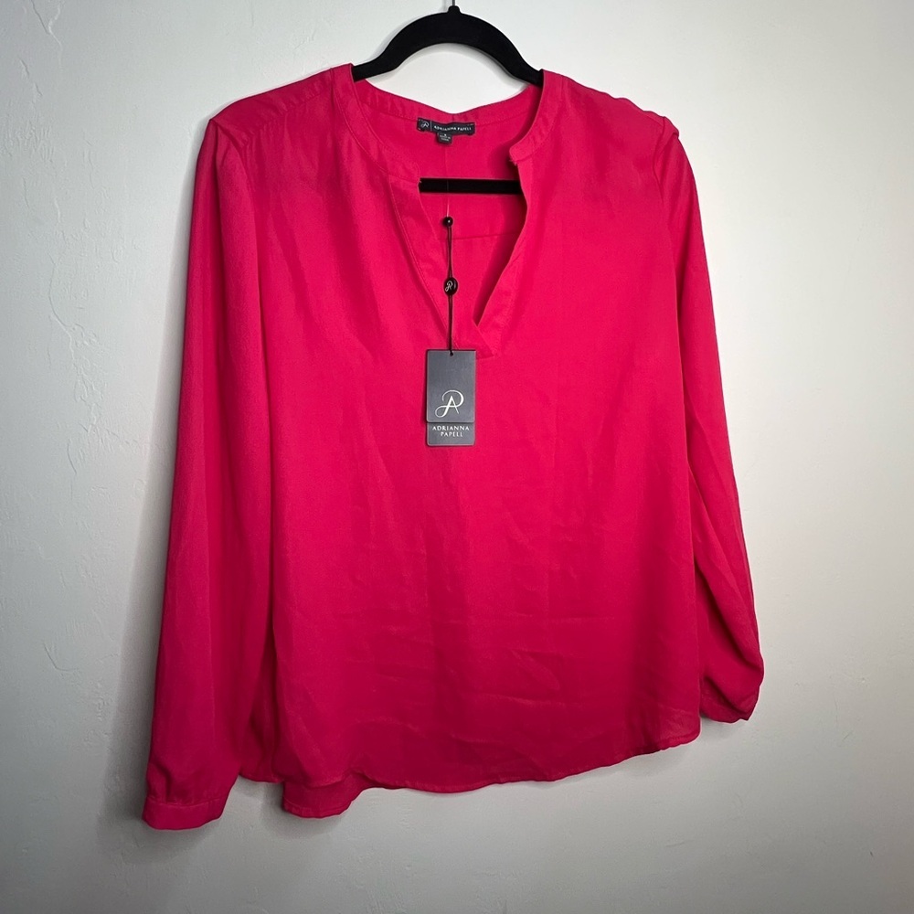 Adrianna Papell Fuchsia Long Sleeve Blouse small